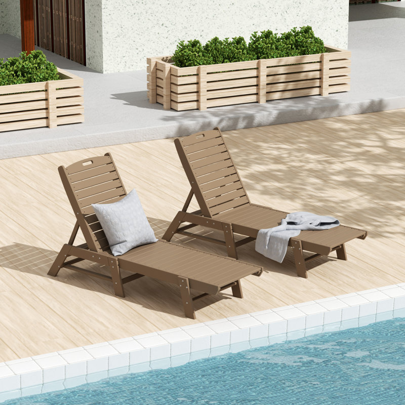 Chaise longue inclinable 78,2 po Laguna, Bois vieilli