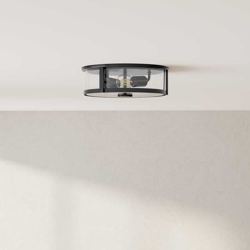 Plafonnier encastré en verre Assa, Transparent, Noir mat