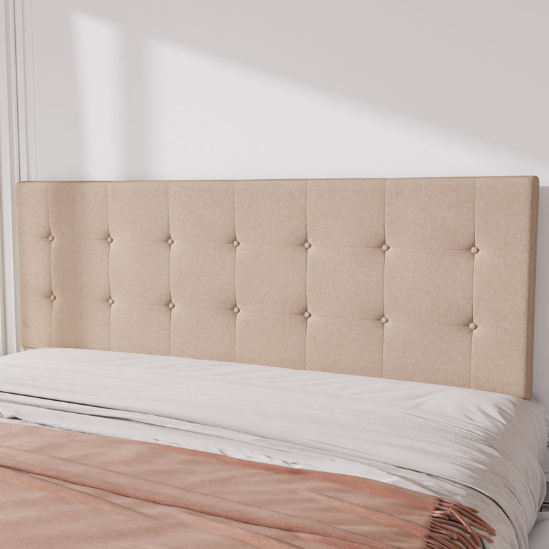 Silvester Modern Upholstered Platform Storage Bed with Wooden Slats, no box spring needed, King, Beige Diamond Polyester