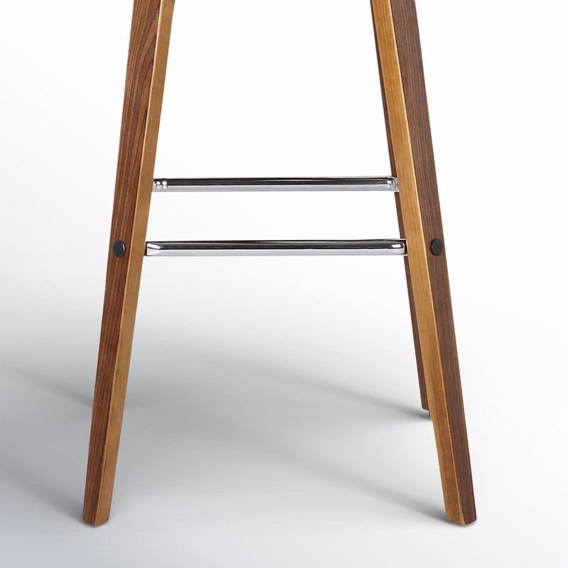 Tabouret de bar et de comptoir Biance, Similicuir gris, Tabouret de bar (siège d'une hauteur de 30 po), Noyer