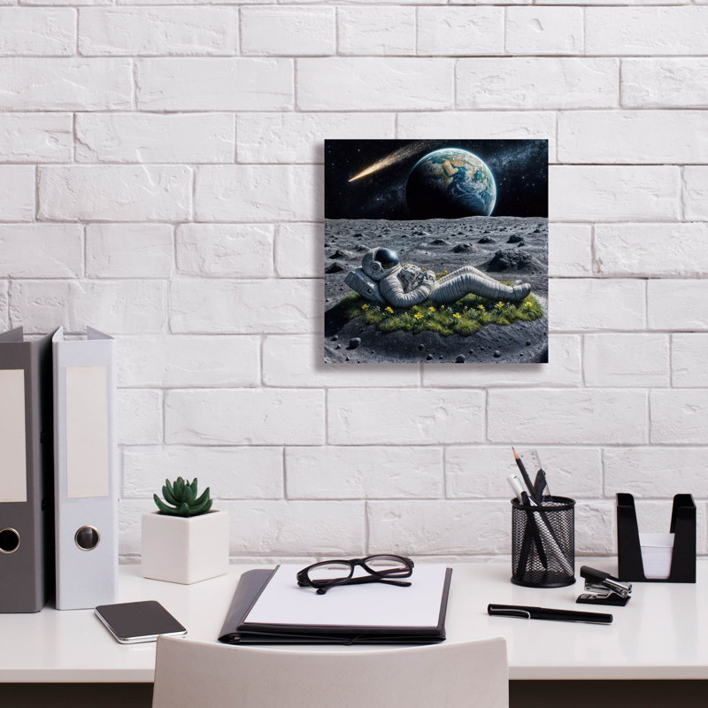 «Astronaut On Break» par Rey Klimt, art mural sur toile, H 12 po x l 12 po x P 0,75 po