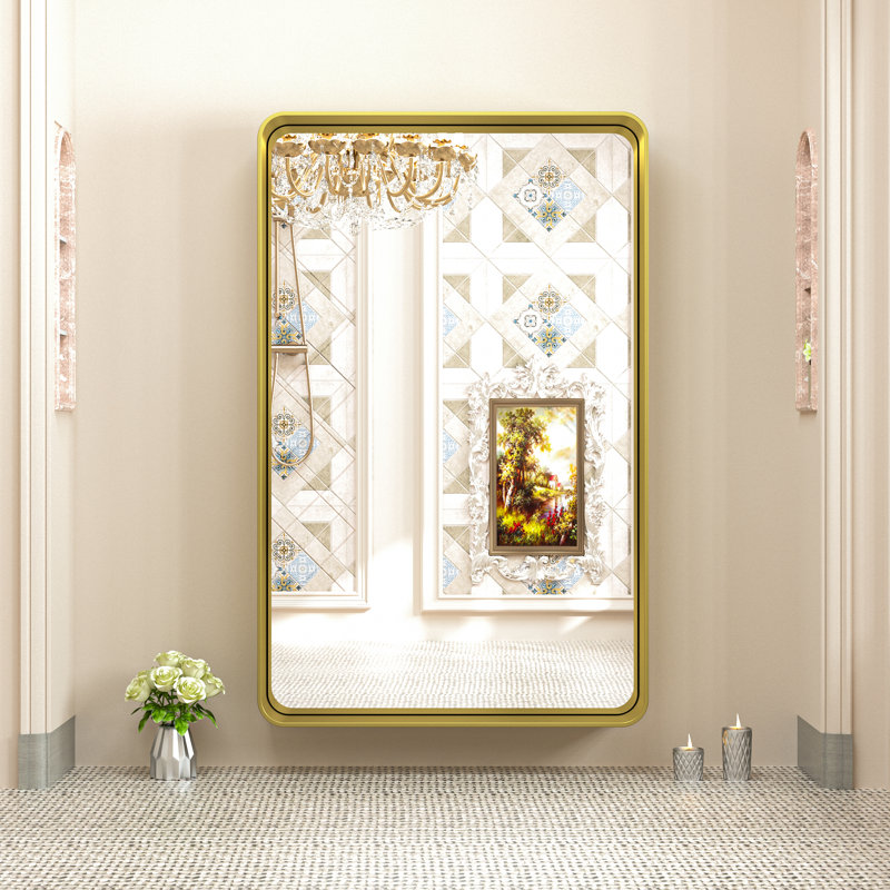 Brayner Bathroom Vanity Mirror Metal Wall Mirror Accent Mirror, Gold, 30" x 48"