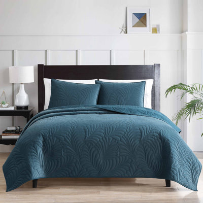 Marci 3 pc King Blue Coverlet Set