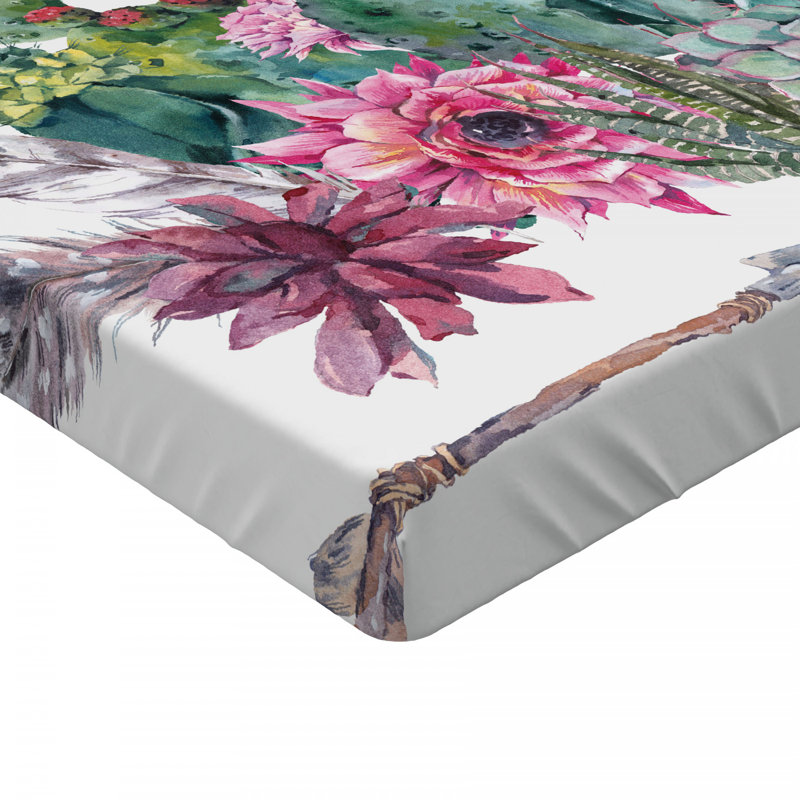 Cactus Bouquet Floral Microfibre Jersey Knit Fitted Sheet, European Kingsize (160 x 200cm)