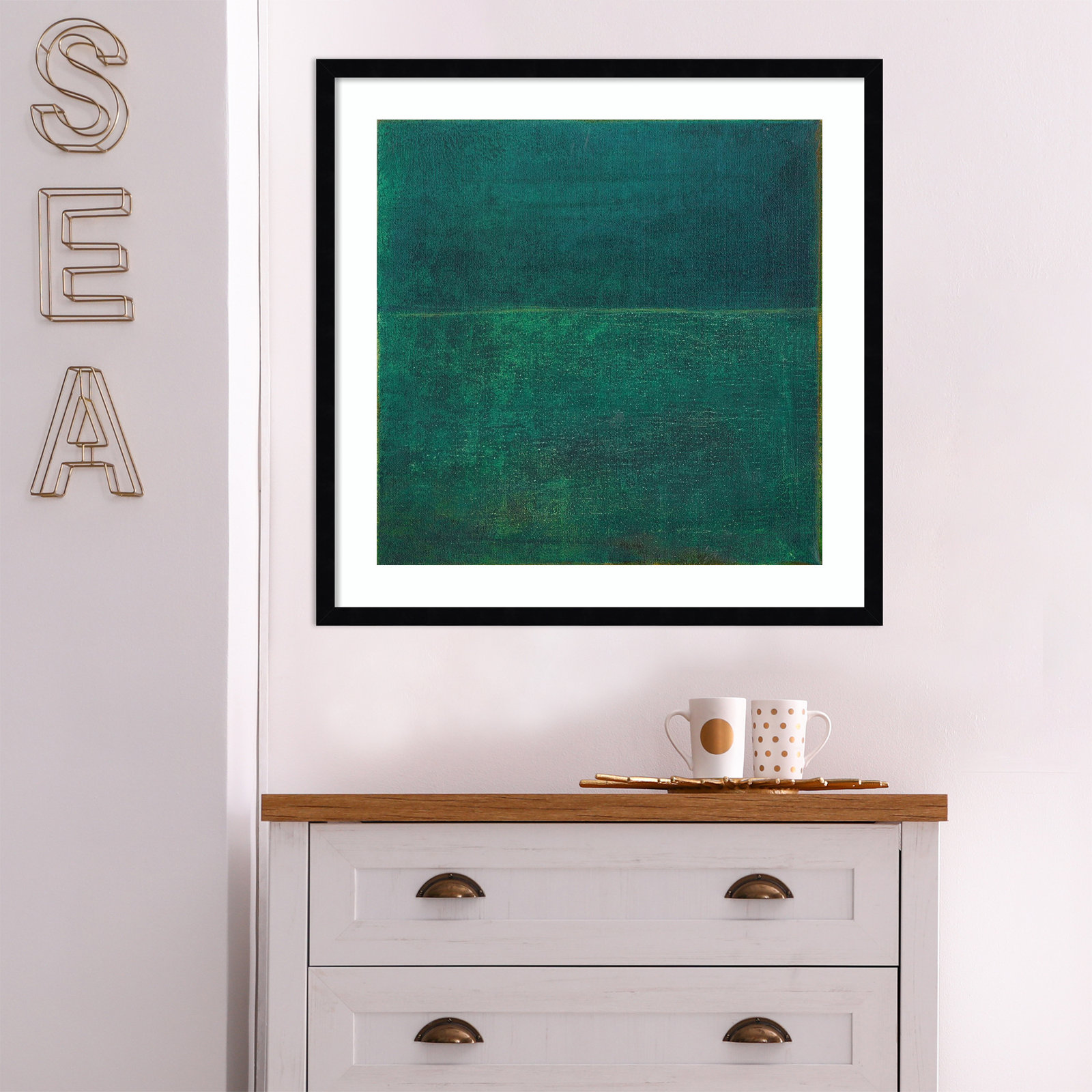 Green Zen I by Jodi Fuchs, Black Framed Paper, 25.12" H x 25.12" W x 0.88" D