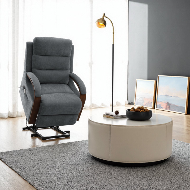 Fauteuil inclinable Kayla Gray Power Lift avec chauffage et massage - gravité zéro, inclinaison à 180 °, confort chenille