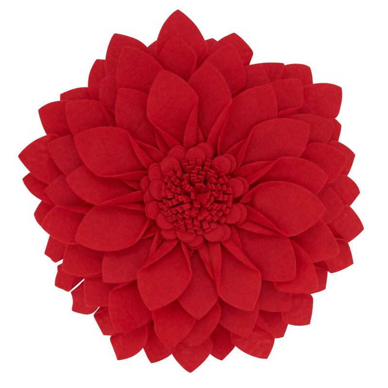 Fleur De Jardin Collection Ruffled Throw Pillow, 13" x 13", Red