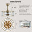 Ventilateur de plafond 18 po en bronze mat avec éclairage en cristal Helai