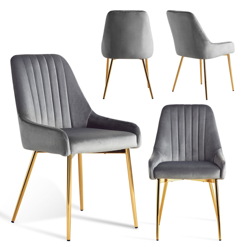 Maulsby Tufted Velvet Dining Chair, Gray