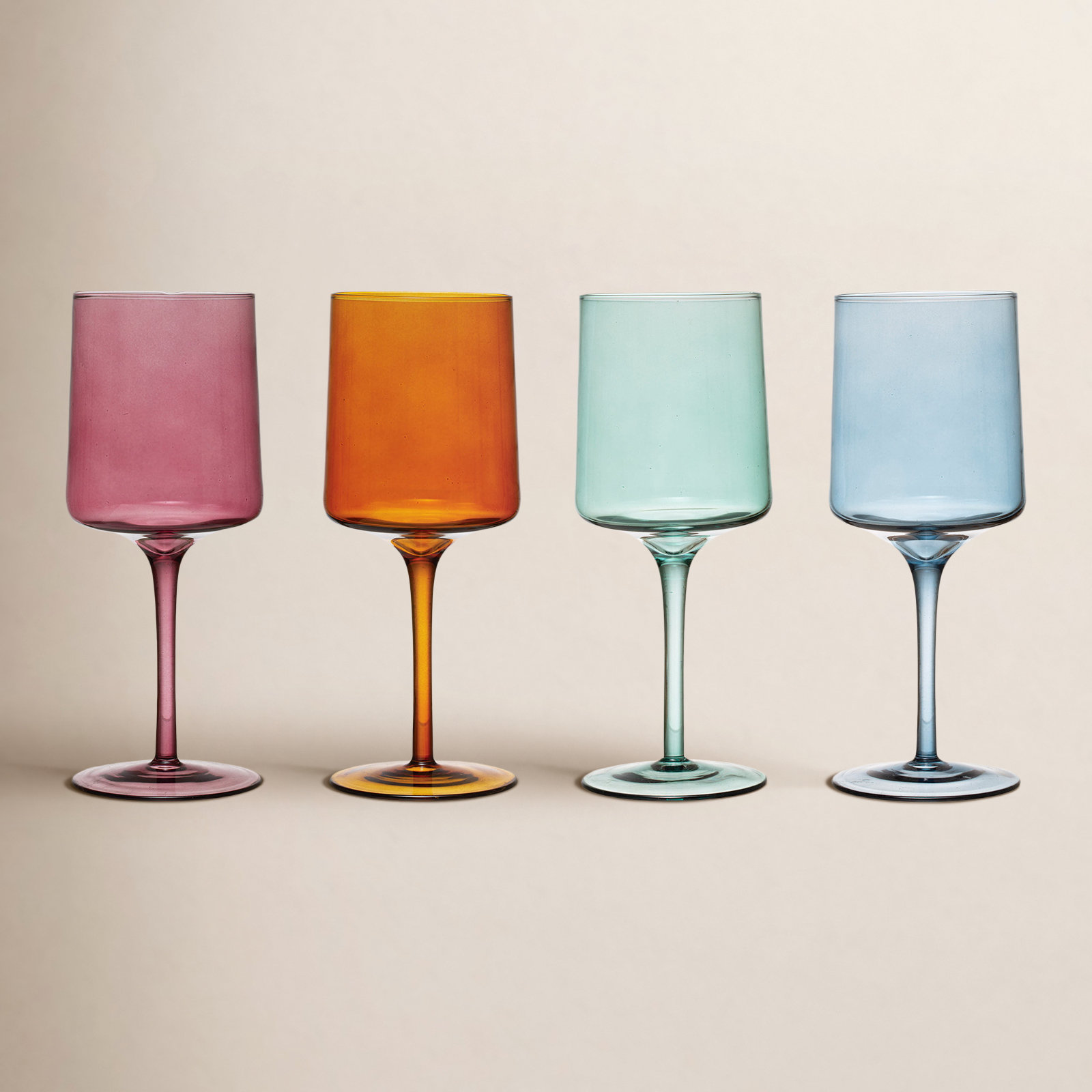Orland 14oz. Red Wine Glass Set, Pink/Orange/Green/Blue