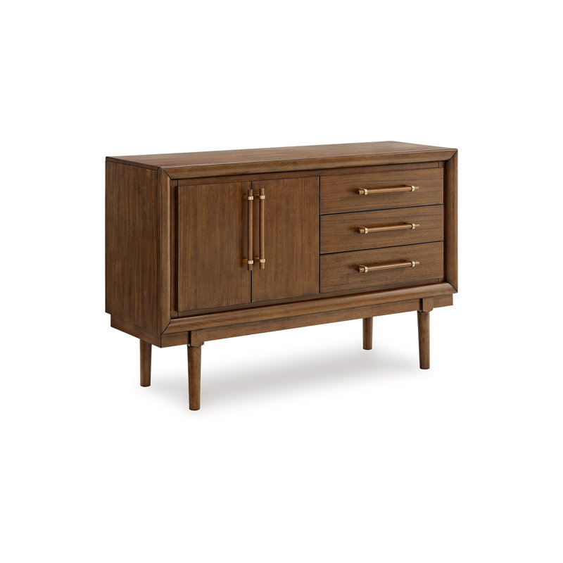 Jeyn Dining Room Server With 3 Drawers And Fixed Shelf, Brown Hardwood