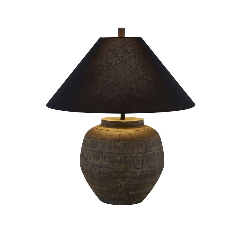 Lampe de table 24 "avec abat-jour en lin Stover, noir / brun