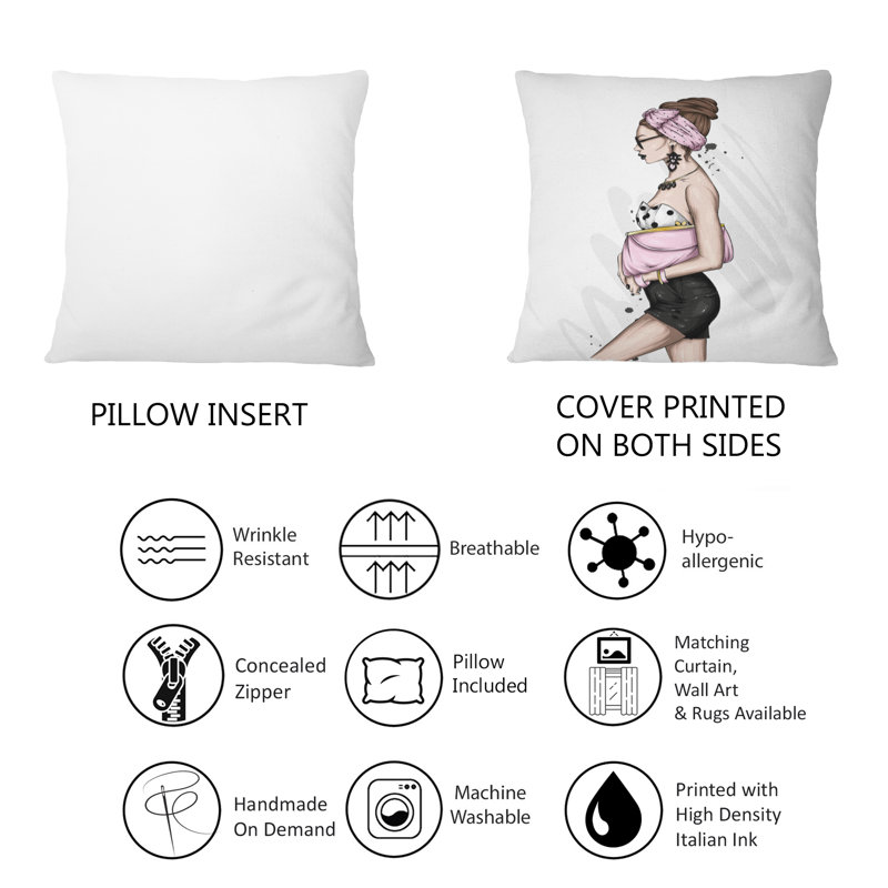 «Beautiful And Stylish Pink Girl II» - Coussin décoratif imprimé moderne