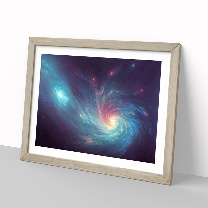 Futuristic Galaxy Vol.5 - Single Picture Frame Print, 46cm H x 64cm W x 2cm D, Oak
