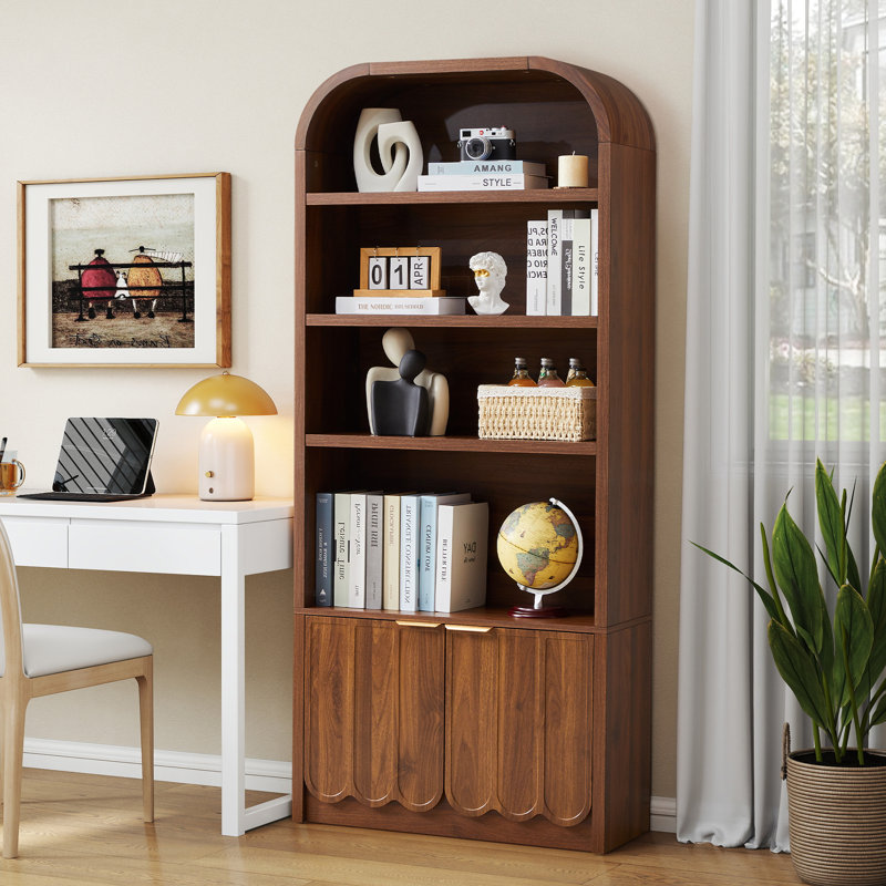 Grande vitrine de rangement arquée 70,86 po, Noyer