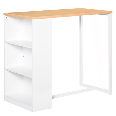 Table de bar moderne, table de salle à manger à hauteur de comptoir avec 3 tablettes de rangement