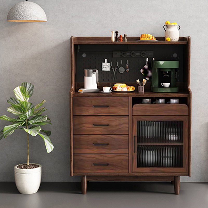 Garde-manger de style nordique en pin massif avec rail d'alimentation, Noyer