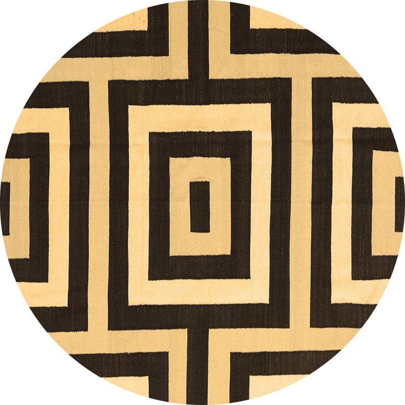 Washable Geometric Indoor Rug, Round 3'