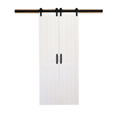 84'' Solid Wood Paneled without Installation Hardware Kit Barn Door