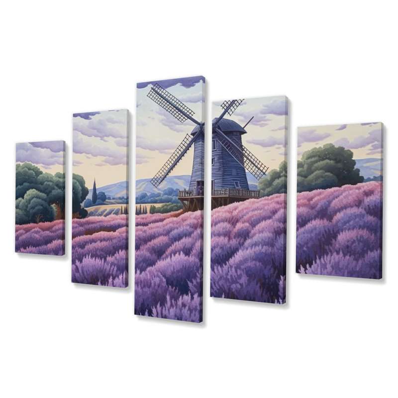 Lavande Mills I - impression d'art mural paysages - 5 panneaux