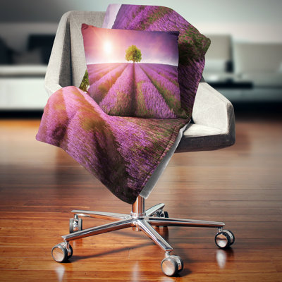 Beautiful Lavender Field - Landscape Printed Throw Pillow