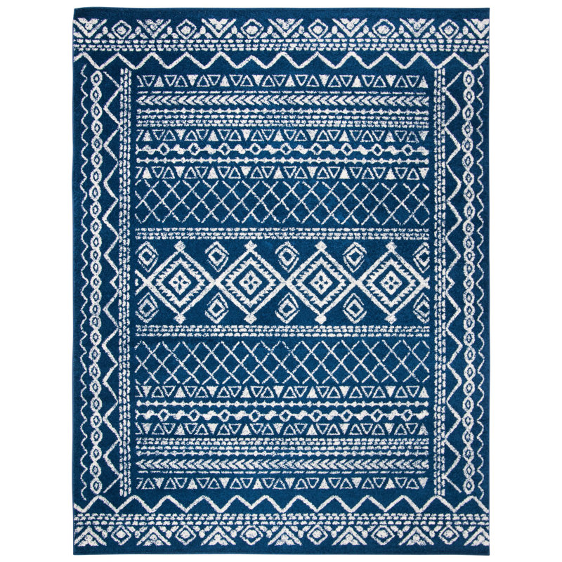 Tapis bleu marine / ivoire Cambree Southwestern, Rectangle 12 pi x 15 pi