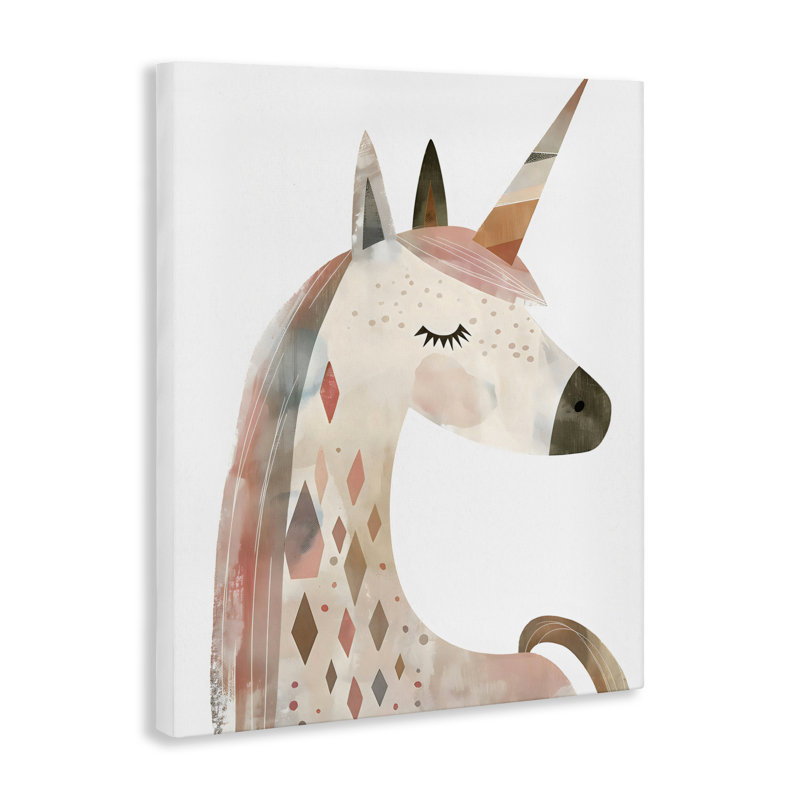 Licorne neutre avec toile de formes, design by Creative Studio, H 20 po x l 16 po
