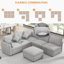 Canapé modulaire convertible avec fonction couchette et chargement USB, repose-pieds mobile-953886446