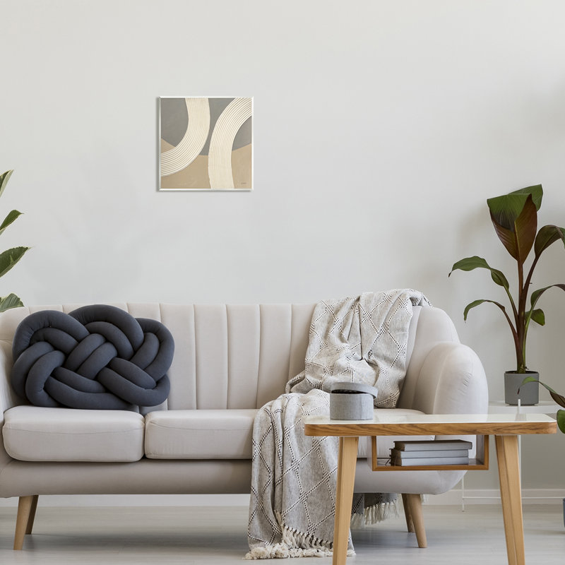 Modern Abstract Circles Beige and Gray MDF Wall Art