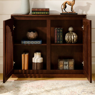 Buffet, armoire moderne, Mid-Century, cannelé avec 2 trous de sortie, avec rangement, côté étroit