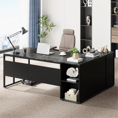 Bureau de direction 71 pouces avec rangement et tablettes