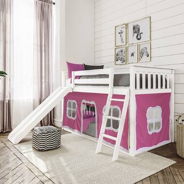 Max & Lily L Shape Twin over Twin with Bookcase, Clay