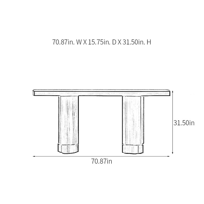 Retro Minimalist Console Table, 31.5" H x 70.87" W x 15.75" D