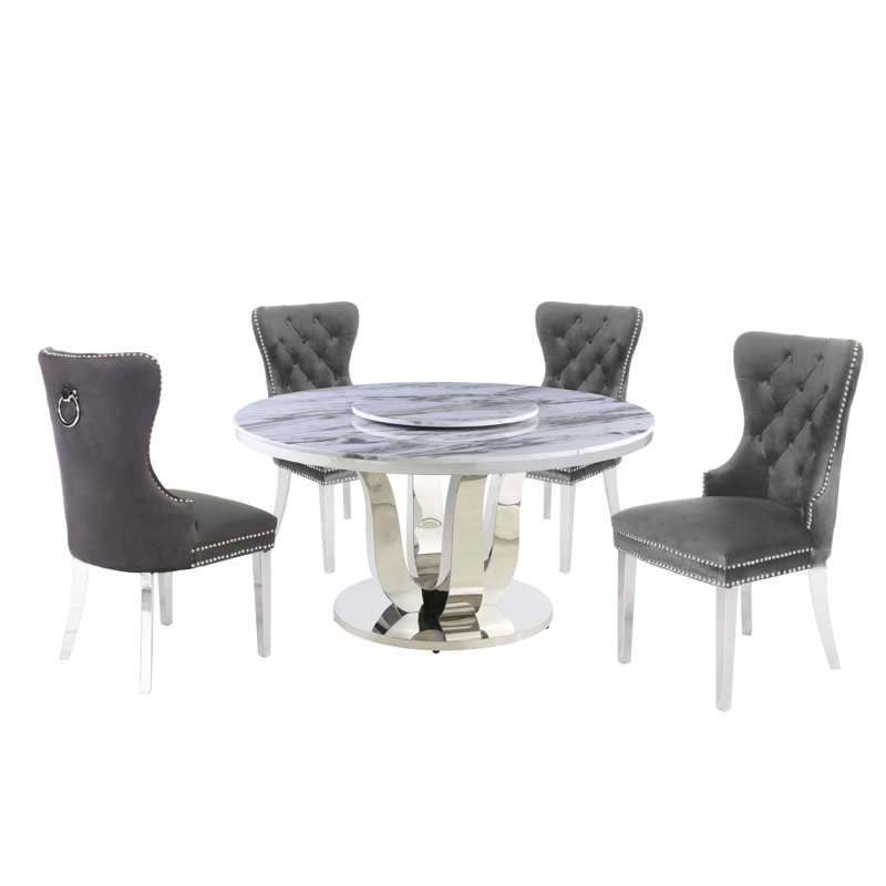 Ensemble repas 4 personnes Mcnair, Gris foncé