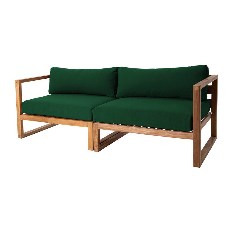 Jalyric 84'' Teak Outdoor Sofa, Forest Green