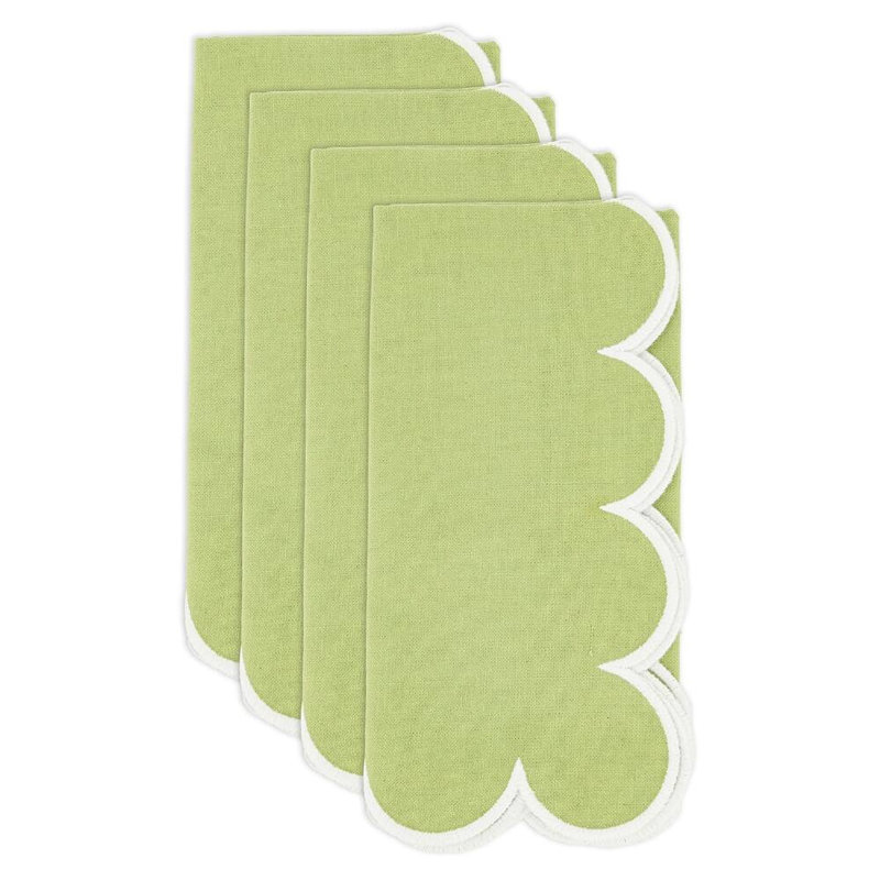 Refined Scallop Border Cotton Cloth Napkins 20" W X 20" L, Set Of 4, Kiwi
