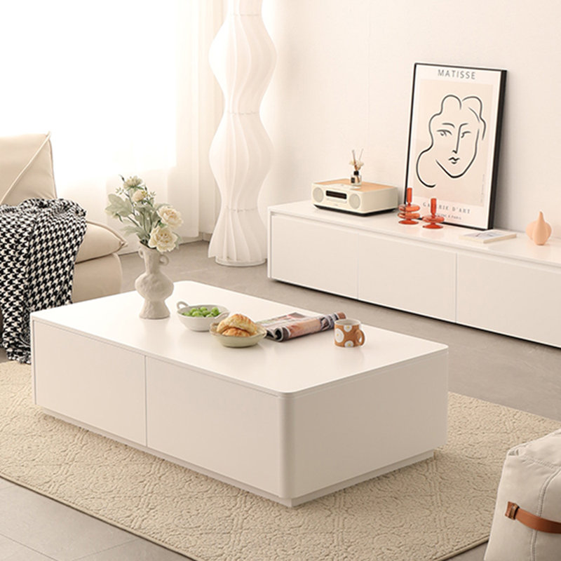 Table basse moderne simple de style crème, H 13,77 po x l 43,30 po x P 23,62 po