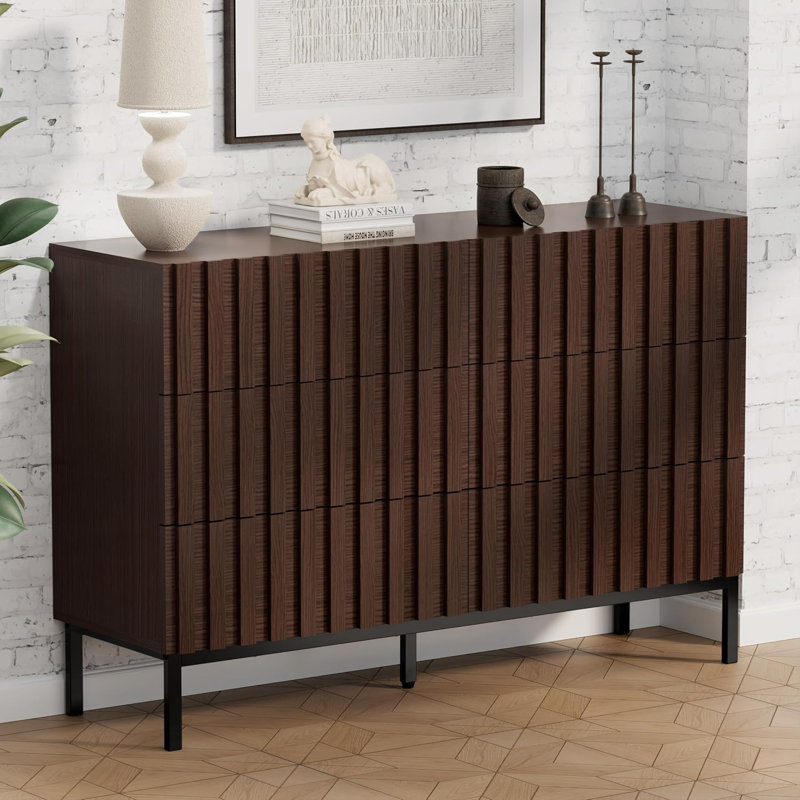 Solid Wood 100 cm W Chest of 6 Drawers, Walnut