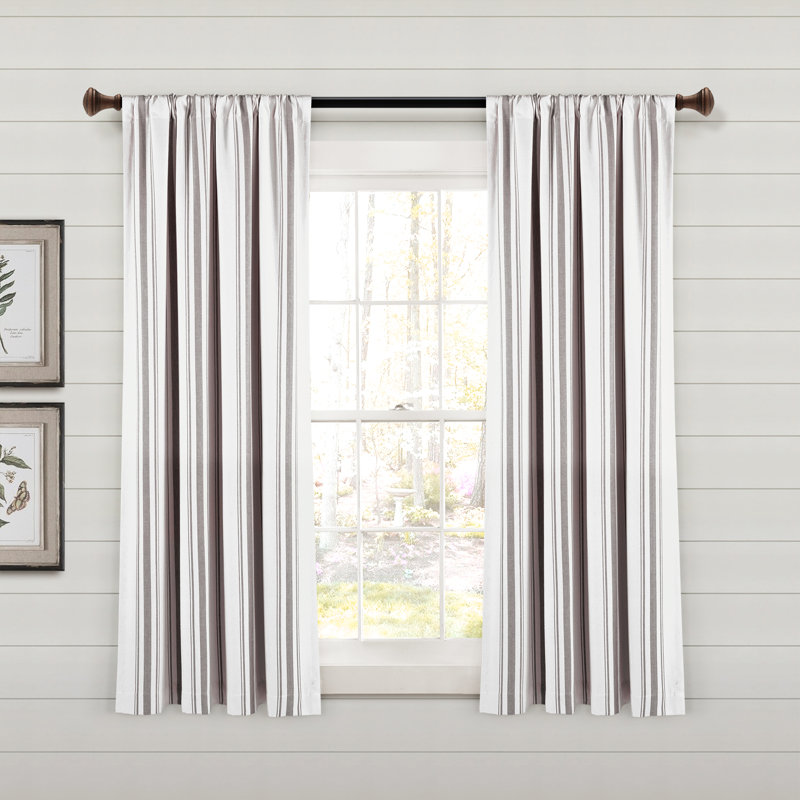 Cotton Blend Semi Sheer Curtain Pair, Gray, 42" W x 63" L