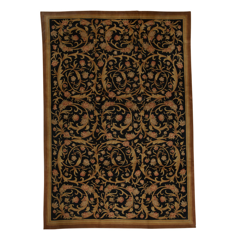 Tapis noir de haute qualité noué à la main