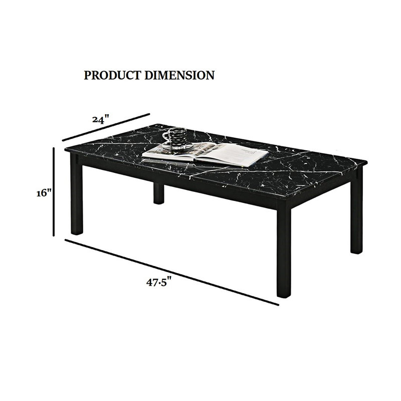 Contemporary Coffee Table And End Table Set, Black
