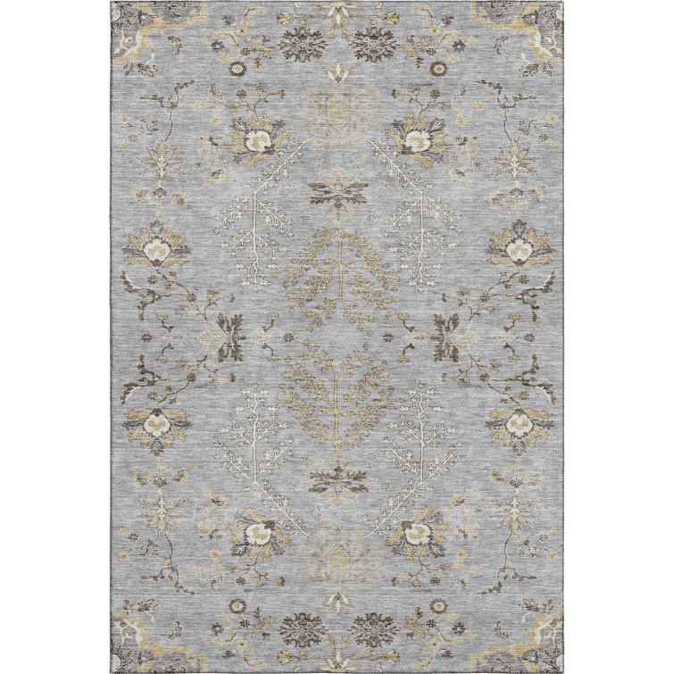 Premium Machine Washable Gurubaksh AMF1156 Floral Rug