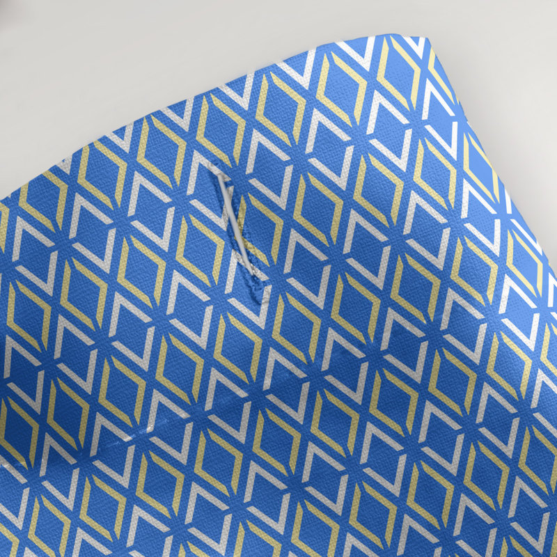 Rideau de douche simple hexagonal classique, Classic Arrow Diamonds , Blue/Yellow
