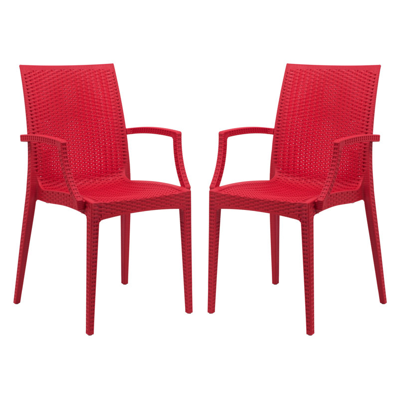 Fauteuil de patio empilable sans assemblage Mace - Chaise de salle à manger moderne en tissu toutes saisons imperméable et robuste