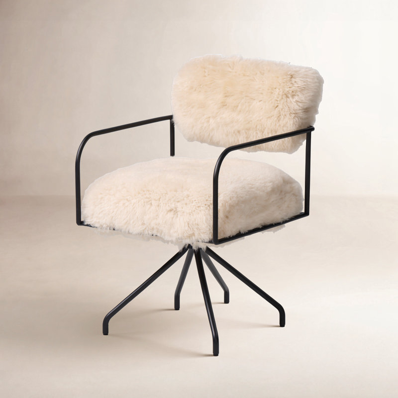 Cadhla Crypton Office Chair, Champagne Mongolian Fur