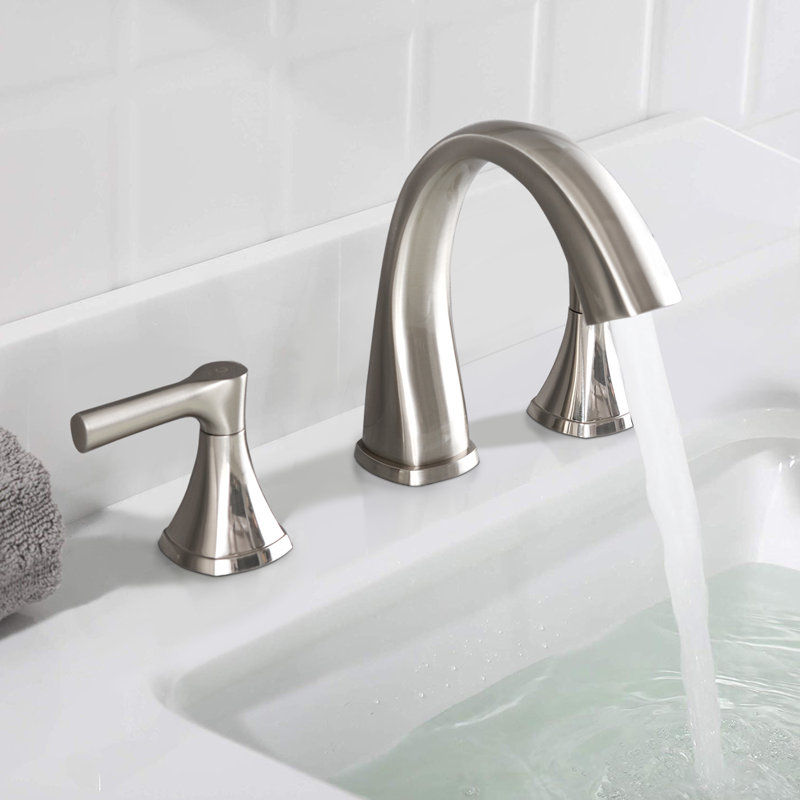 Robinet de meuble-lavabo à deux poignées à 3 trous avec drain, Nickel brossé