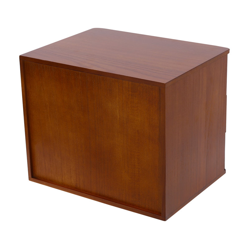 Boîte de rangement de bureau en bois à 3 niveaux avec tiroirs, Blanc / brun