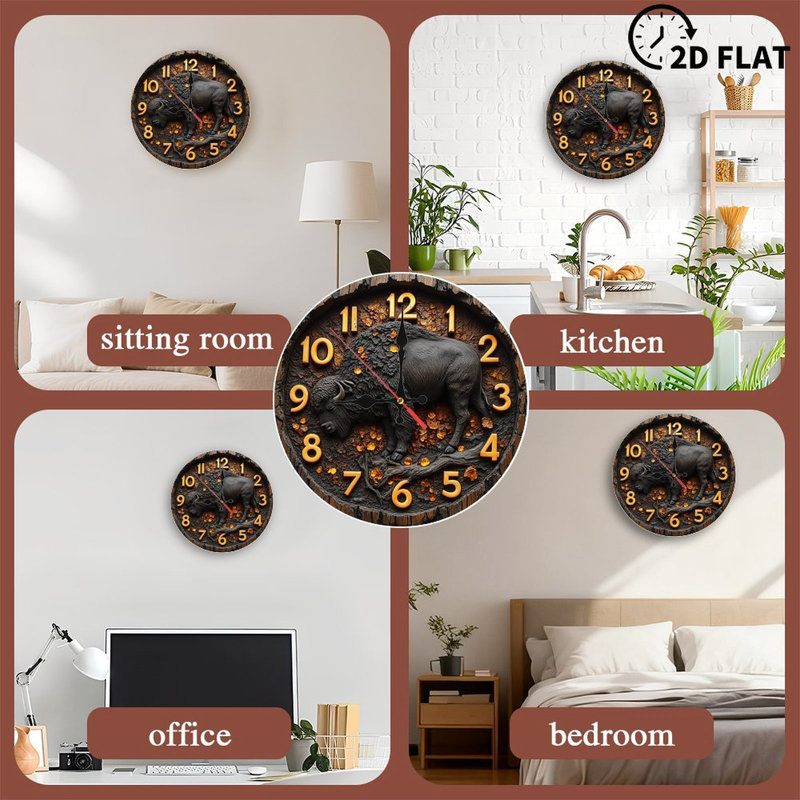 Horloge murale en bois Bison