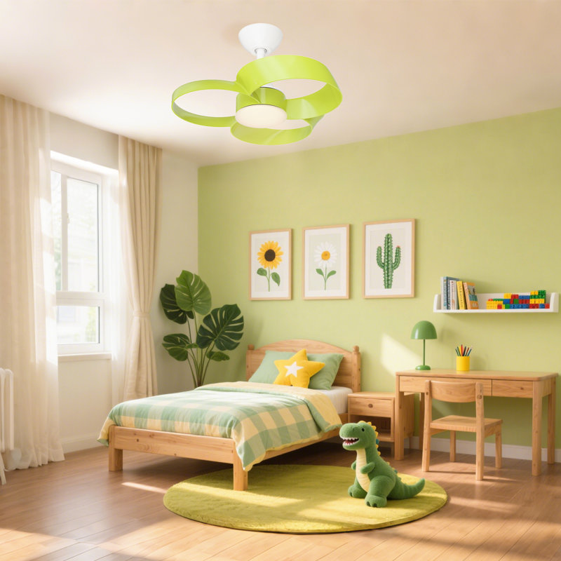 Soraya 22 in. Indoor Ceiling Fan with Dimmable Integrated LED and Remote Control, White, Green