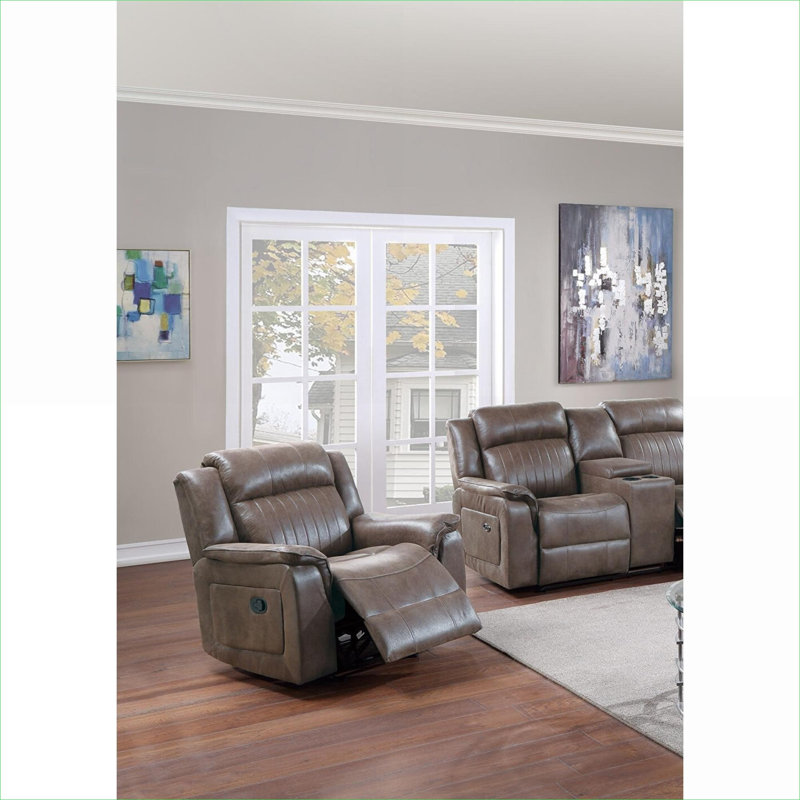 Contemporary Power Motion Glider Recliner Chair 1Pc Living Room Furniture Dark Coffee Breathable Leatherette